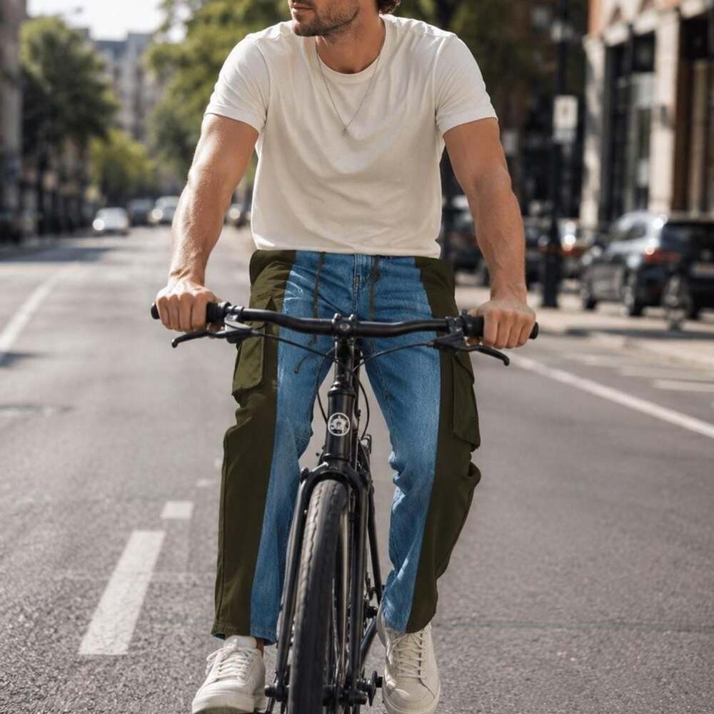 Future Collective Mixed-Fabric Barrel Leg Cargo Jeans Size 0